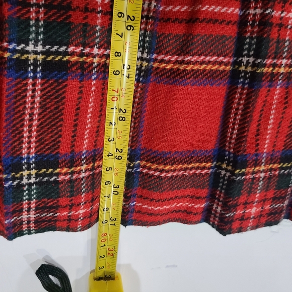 VTG 80' Lady Hazan women's red  Tartan plaid skirt with gold buttons size 14  W - Picture 6 of 7